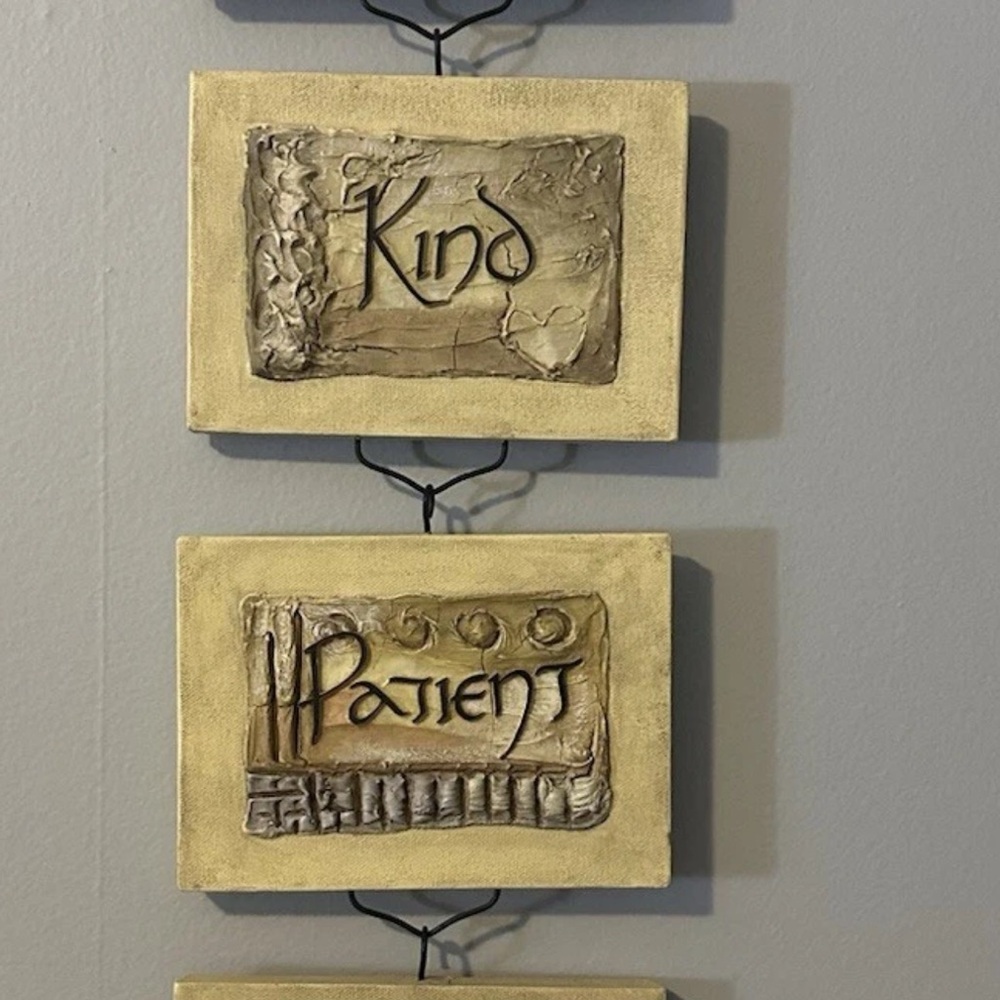 Home Interiors- Inspirational Wall Plaque Set - Cream and Brown Love - Picture 2 of 5